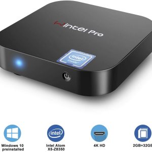Mini PC,Intel x5-Z8350 HD Graphics Desktop Computer, Windows 10 Pro 64-bit, DDR3L 2GB/32GB eMMC/4K/Built-in Dual WiFi 2.4G /5.0G /BT 4.0