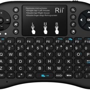 Rii i8+ 2.4Ghz LED Backlit Mini Wireless Keyboard With Touch Pad Mouse UK Layout With Built-in Rechargeable Battery Black KODI XBMC Raspberry Pi Android Box HTPC IPTV Remote Control