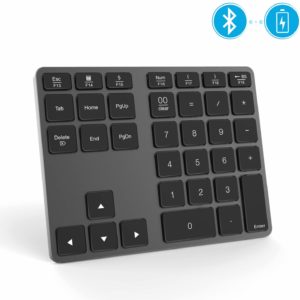 Wireless Bluetooth Numeric Keypad, Jelly Comb Rechargeable Number Pad Keyboard with 35 Keys for PC/Laptop/Macbook/iMac, Win/Mac OS, Space Gray