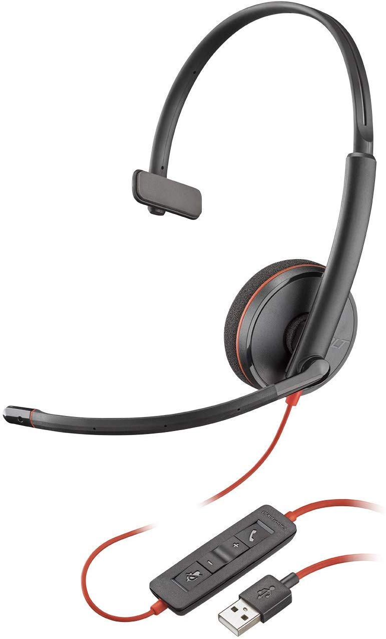 Plantronics Blackwire 3200 Mono Corded UC Headset With USB Connectivity