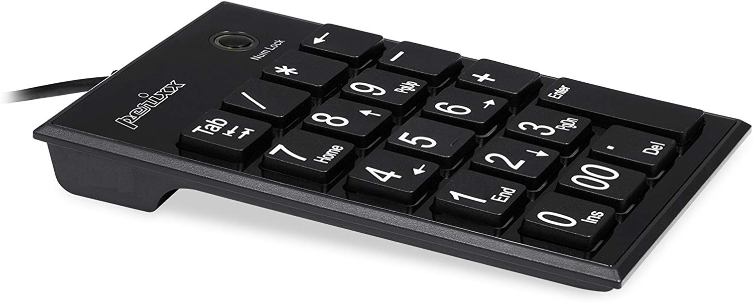 Perixx PERIPAD-202UB, Numeric Keypad for Laptop - USB - Tab Key Feature - Full Size 19 Keys - Big Print Letters - Silent X Type Scissor Keys - Black - Image 3
