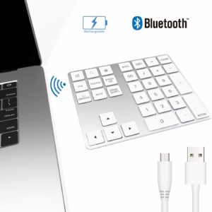 Bawanfa Bluetooth Numeric Keypad, Wireless Keyboard 34-key External Number Pad for Computer Laptop Tablet Smartphone iPad Compatible with Macbook Windows Surface Pro