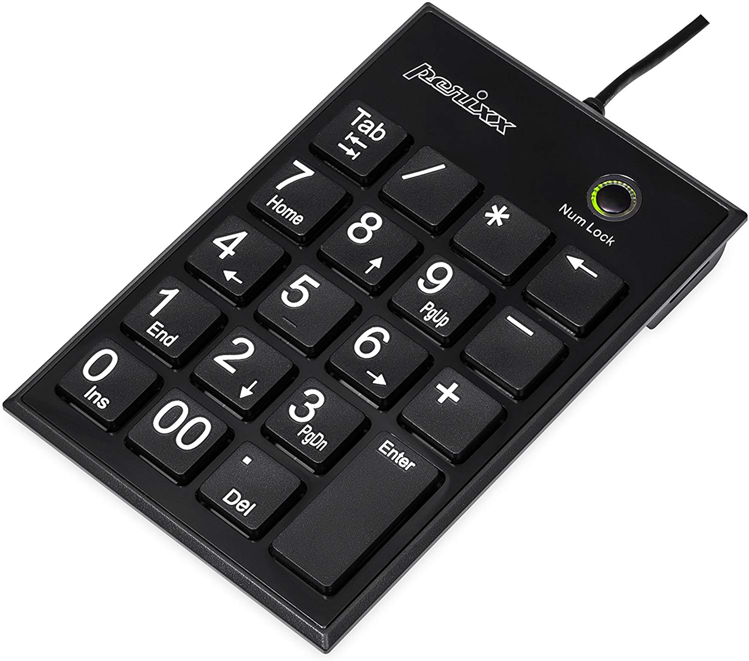 Perixx PERIPAD-202UB, Numeric Keypad for Laptop - USB - Tab Key Feature - Full Size 19 Keys - Big Print Letters - Silent X Type Scissor Keys - Black - Image 2