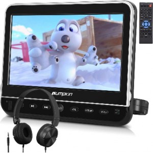 PUMPKIN 10.1” Car Headrest DVD Player with Headphone for Kids, Support 1080P Video, HDMI Input, Region Free, AV in/Out, USB SD, Auto Resume