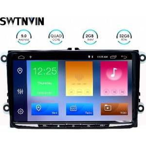 SWTNVIN Android 9 Car Audio Stereo Headunit Fits for Volkswagen Skoda Radio 9 Inch HD Touch Screen GPS Navigation with Bluetooth WIFI Steering Wheel Control 2GB+32GB (Thin)