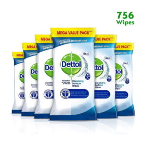 Dettol Wipes Antibacterial Bulk Surface Cleaning, Multipack of 6 x 126, Total 756 Wipes