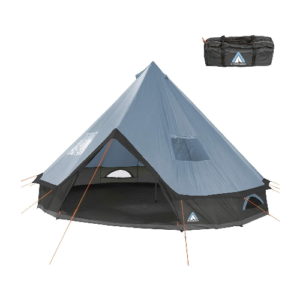 10T Outdoor Equipment Unisex - Adult Camping Tent Mojave 400 Arona XXL Tipi Tent Waterproof 4-8 Man Round Tent Indian Tent Diameter 4m Blue