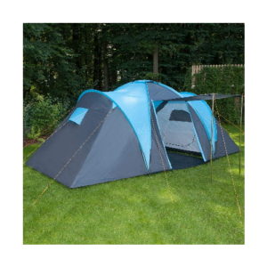 Skandika Hammerfest Family Dome Tent with 2 Sleeping Cabins, 200 cm Peak Height, Blue, 4-Person